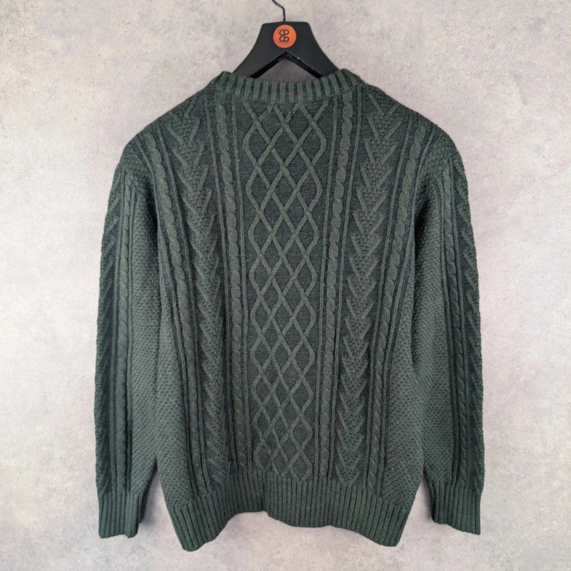 Avirex Jumper Mens Large L Green Knitted Pullover