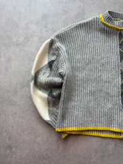 Pringle Of Scotland x H&M Jumper Women’s Medium Grey Cropped Boxy Argyle Knit