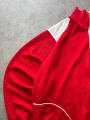 Vintage 1980s Italian Track Jacket Men’s XL Red Full Zip Oversized Baggy Retro