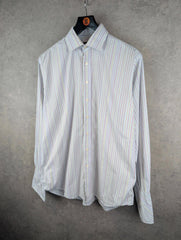 Balmain Shirt Mens Extra White XL Large Dress Stripped Long Sleeve
