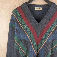 Point Jumper Mens XL Extra Large Vintage Knitted Retro Pullover