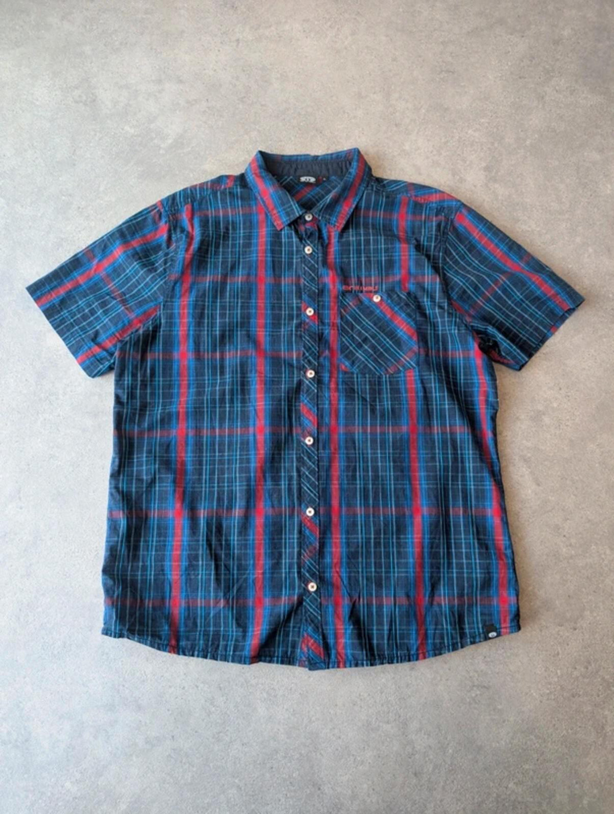 Animal Y2K Shirt Men’s XL Blue Checked Short Sleeve Button Up Surf Skate