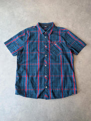 Animal Y2K Shirt Men’s XL Blue Checked Short Sleeve Button Up Surf Skate