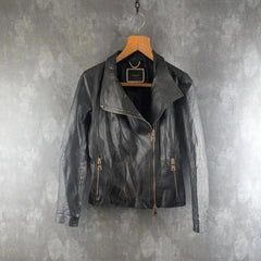 Albano Leather Jacket Made in Italy Black Womens UK Size 10