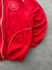 Vintage 1980s Italian Track Jacket Men’s XL Red Full Zip Oversized Baggy Retro