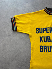 Vintage 1980s Cycling Jersey Men’s Medium Yellow Retro Race Bicycle Sports Top