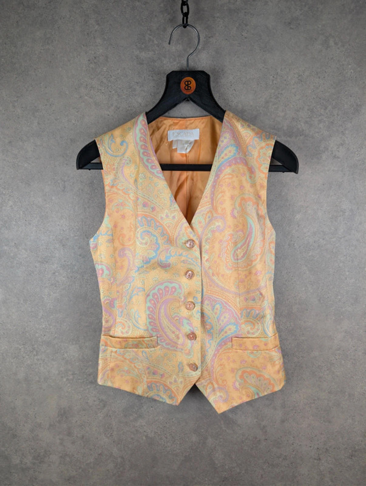 Escada Waistcoat Womens XS Extra Small Paisley Silk