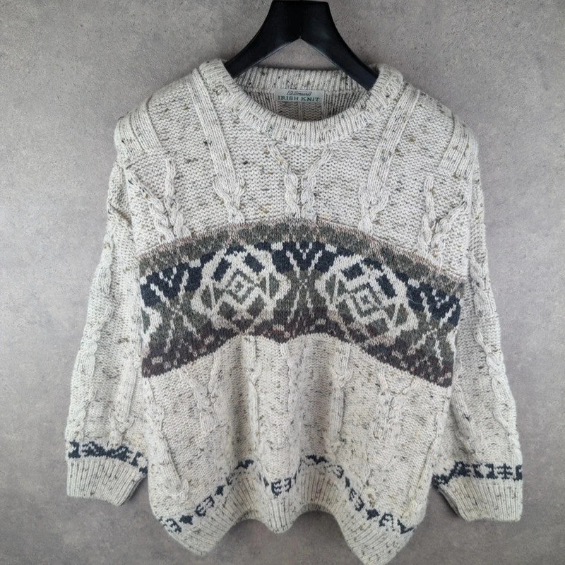 St, Bernard Jumper Mens Large L Knitted Vintage Retro Geometric