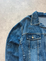Y2K Denim Jacket Women’s Large Blue Oversized Trucker Jacket Vintage Western