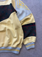 Vintage 1980s Kappa Pullover Jumper Men’s Medium Yellow Cotton Sweatshirt Retro
