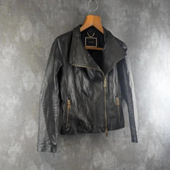 Albano Leather Jacket Made in Italy Black Womens UK Size 10