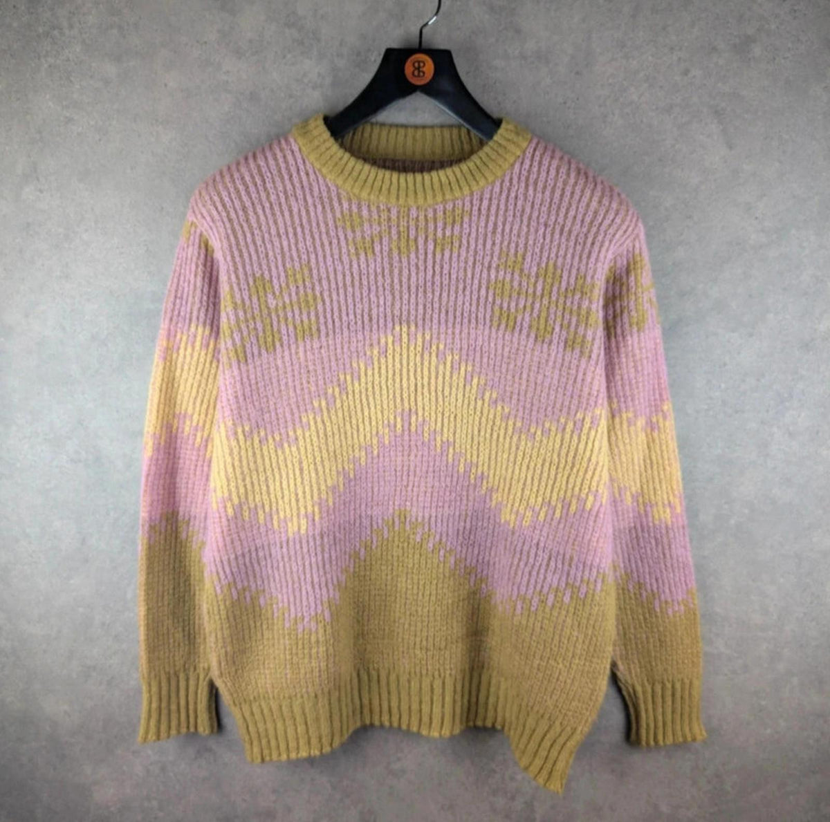 Hand Knitted Jumper Womens 2XL XXL Lilac Pullover Vintage