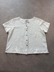 Royal Robbins Blouse Women’s XL White Cotton Lightweight Summer Short Sleeve