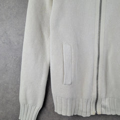 Firetrap Jumper Mens Large L knitted Y2K Full Zip Ivory Cardigan