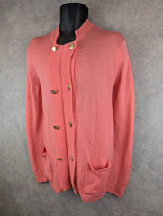 Straven Jumper Womens M Medium Coral Cardigan Merino Wool