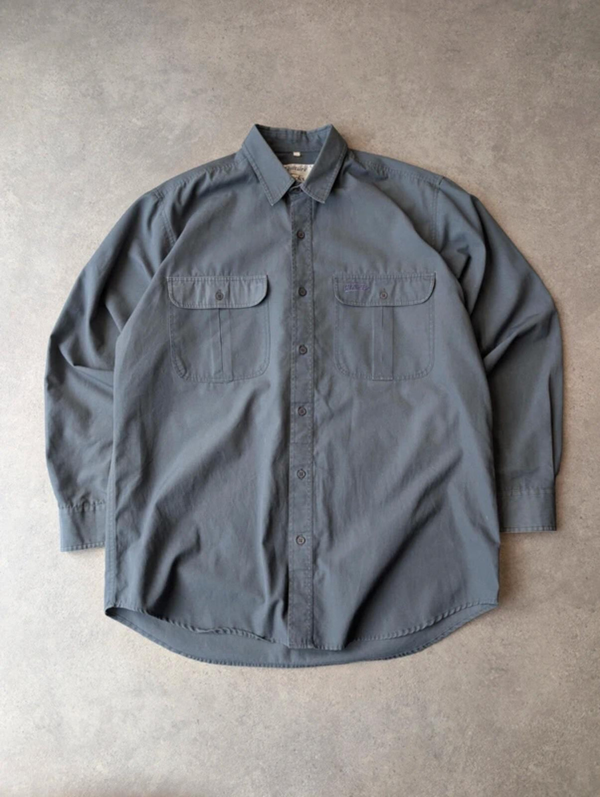 Y2K Utility Shirt Men’s XL Grey Workwear Technical Long Sleeve Oversized