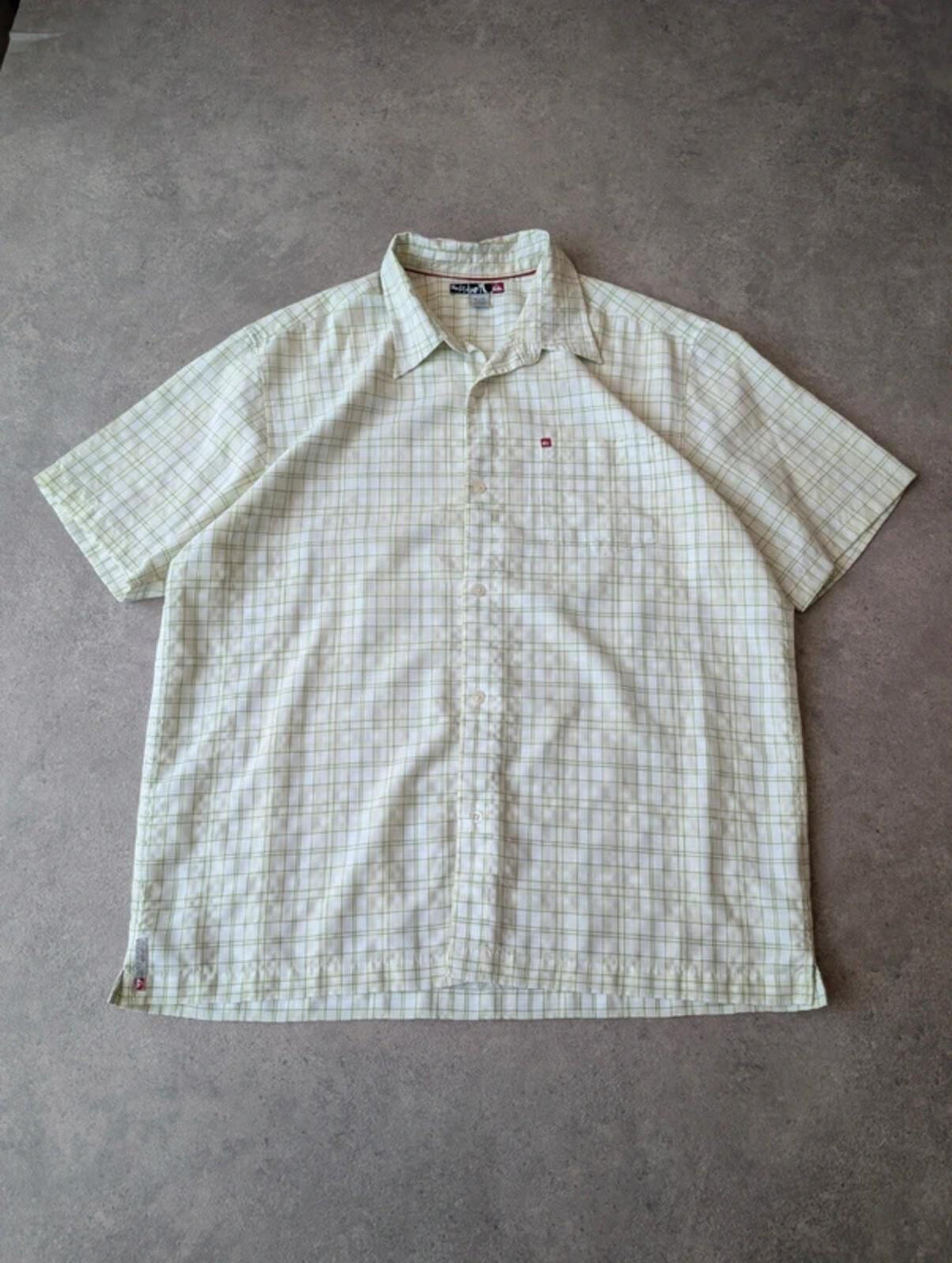 Quiksilver Shirt Men’s XL Green Checked Short Sleeve Button Up Y2K Surf Skater
