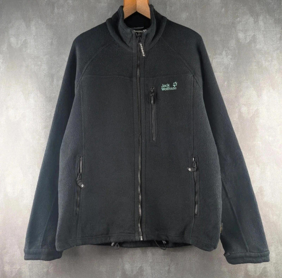 Jack Wolkskin Jumper Mens Extra Large XL Black Fleece Full Zip