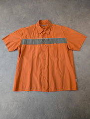 Y2K Shirt Mens Large Short Sleeve Utility Skater Button Up Orange