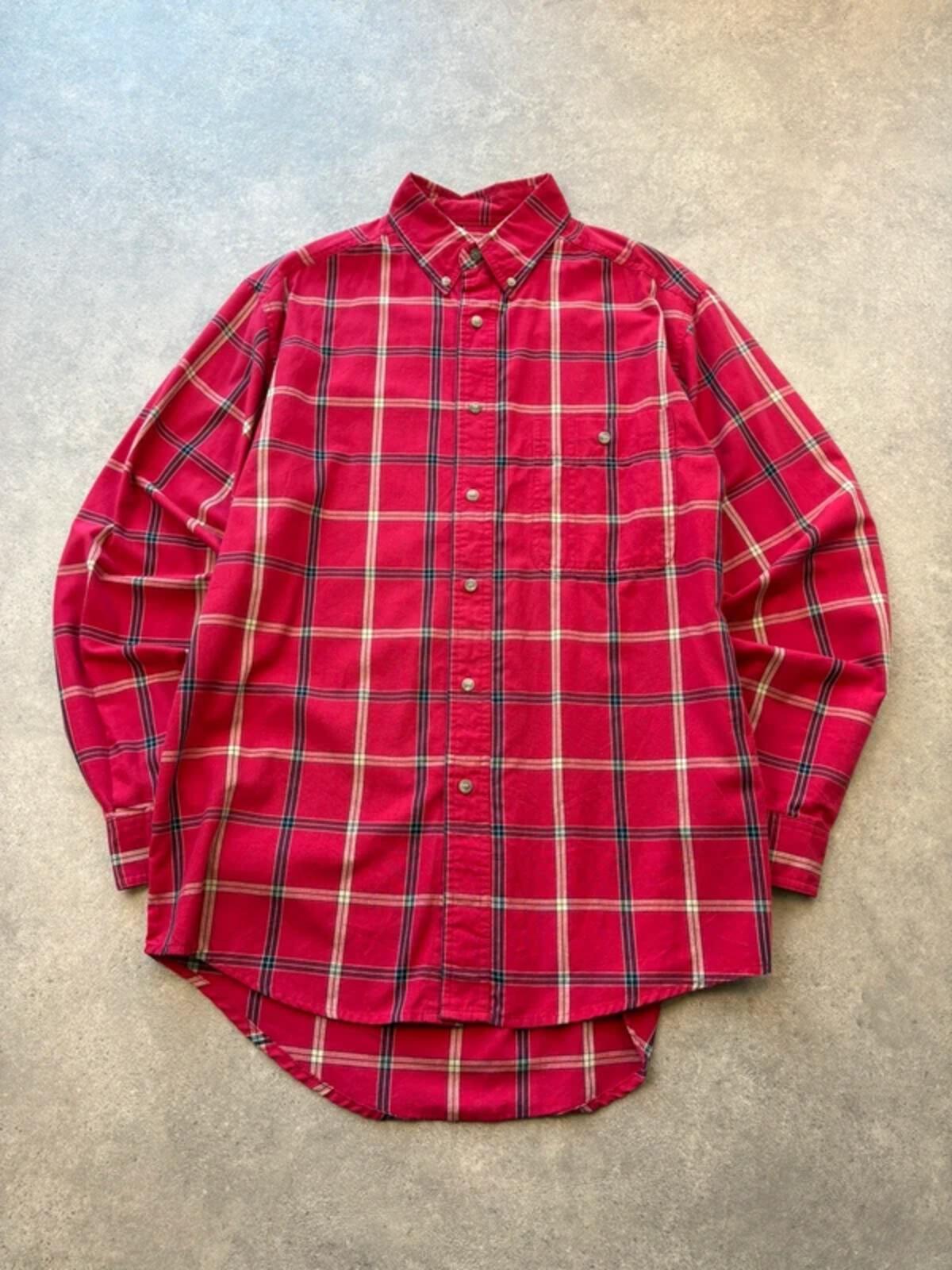 Wrangler Shirt Men’s Medium Red Check Country Western Vintage 1990’s Long Sleeve
