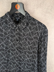 Armani Shirt Womens Large L Black Blouse Hearts