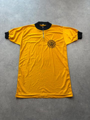 Vintage 1980s Italian Cycling Jersey Men’s Small Yellow Quarter Zip Sportswear