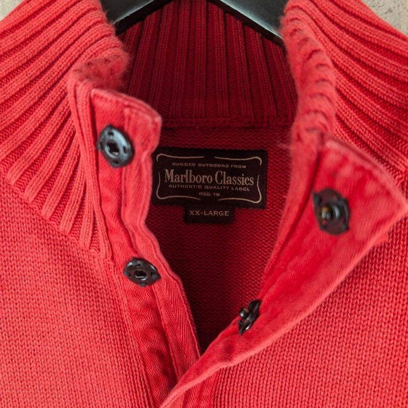 Marlborough Classics Jumper Mens XXL 2XL Red Knitted Vintage 90s Pullover