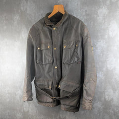 Vintage Belstaff Motorcycle Jacket Brown Leather Mens Large