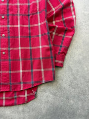 Wrangler Shirt Men’s Medium Red Check Country Western Vintage 1990’s Long Sleeve