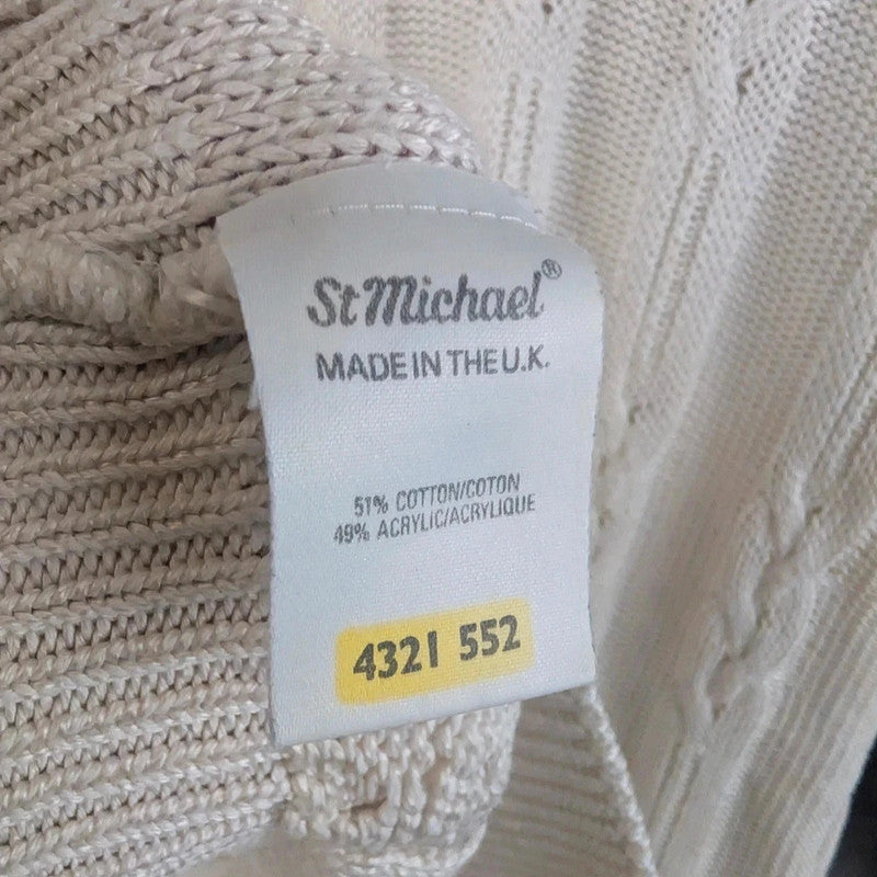St Michael Jumper Mens Large L Ivory Vintage 90s Knitted Pullover