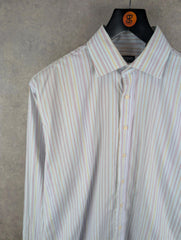 Balmain Shirt Mens Extra White XL Large Dress Stripped Long Sleeve