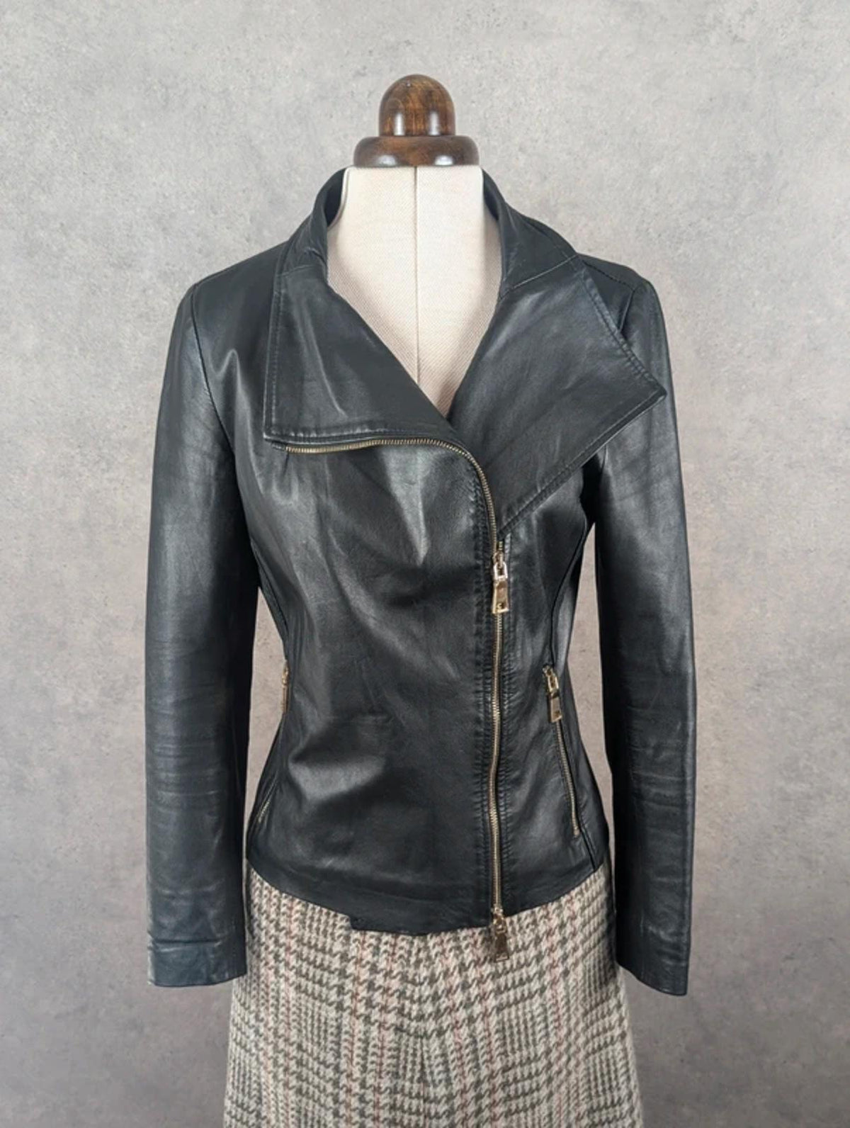 Albano Leather Jacket Women’s XS Black Made in Italy