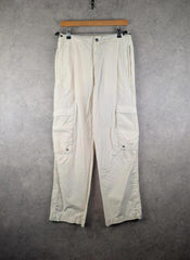 Next Trousers Mens W30 L29 Cream Y2K Cargo Lightweight Comfort