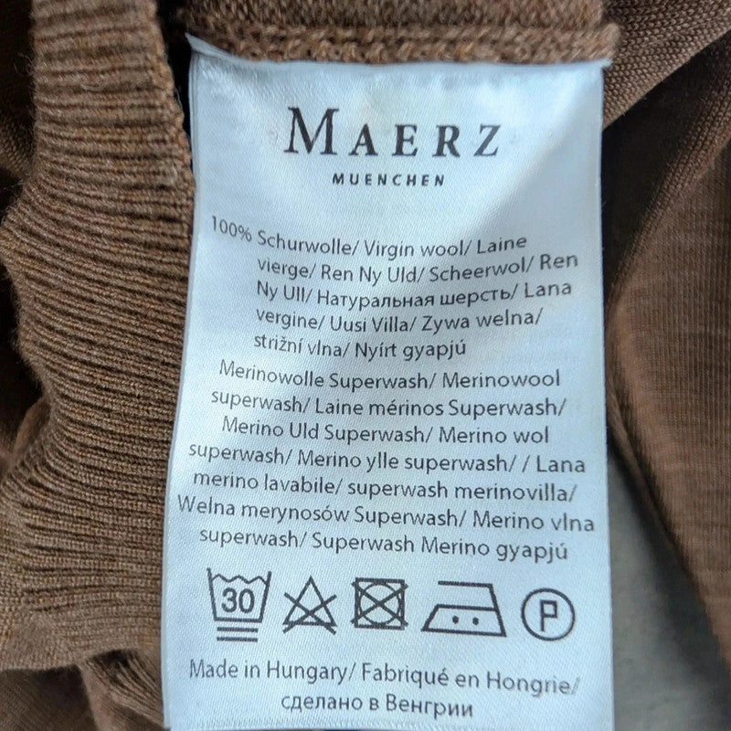 Maerz Jumper Mens Large L Brown Knitted Merino Wool