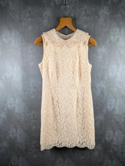 Lucy In Disguise Silk Floral Sleeveless Dress Cream Size 10