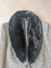 Bhs Vintage Y2K Blazer Jacket Women’s 14 Grey Faux Fur Collar Smart Formal