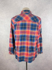 Columbia Shirt Men's Large Red Blue Check Flannel Outdoor