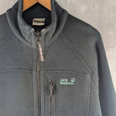 Jack Wolfkskin Jumper Mens XL Extra Large Black Fleece Jacket