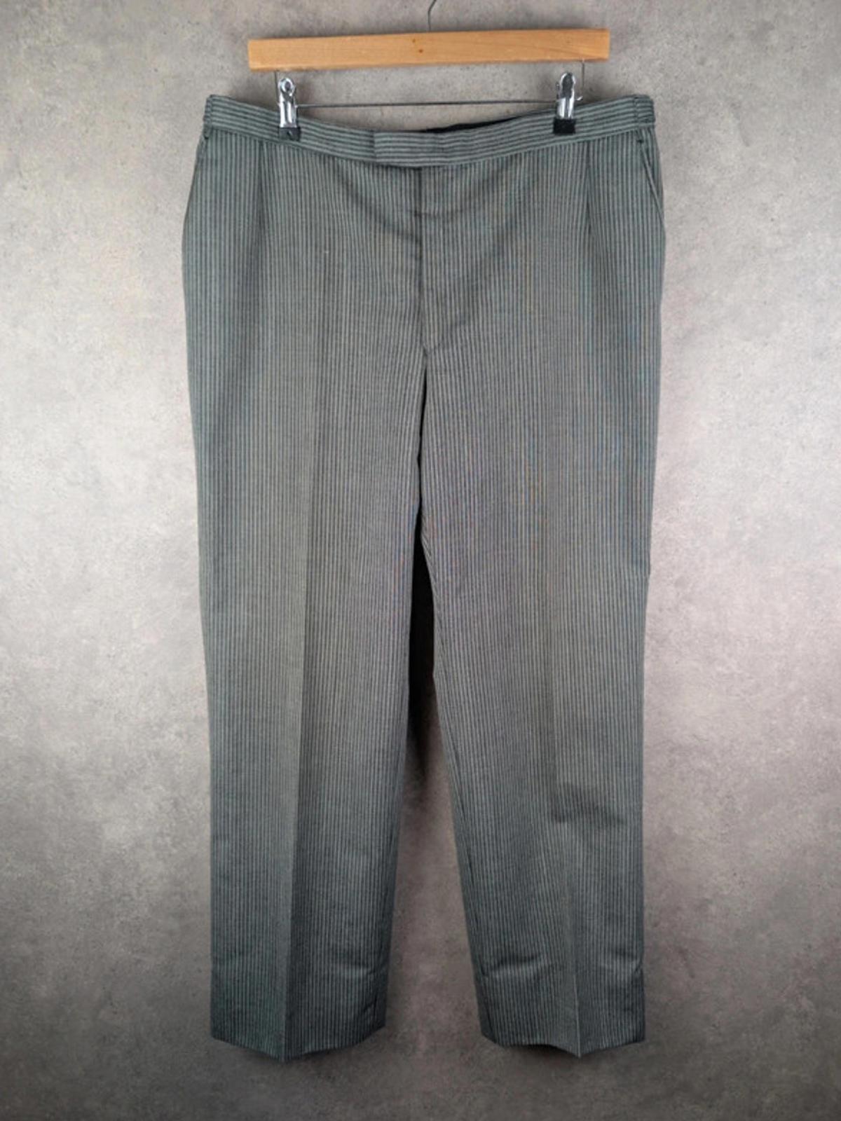 Moss Trousers Mens W36 L30 Vintage Grey Pinstripe