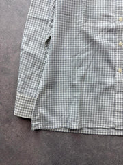 Vintage 1970s Shirt Men’s Large White Geometric Print Dagger Collar Retro Mod