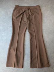 Suitsupply Trousers Women’s 2XL Brown Wool Blend Flared Tailored Wide Leg