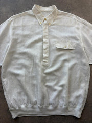 Vintage 1980s Polo Shirt Men’s Large White Short Sleeve Lightweight Elasticated