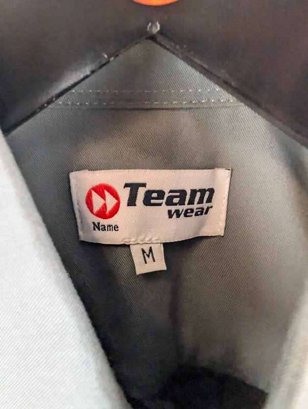 Team Wear Shirt Mens Medium M Grey Y2K Short Sleeve Work Wear