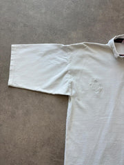 Vintage 1991 Rugby Polo Shirt Men’s Medium White Short Sleeve Heavy Cotton