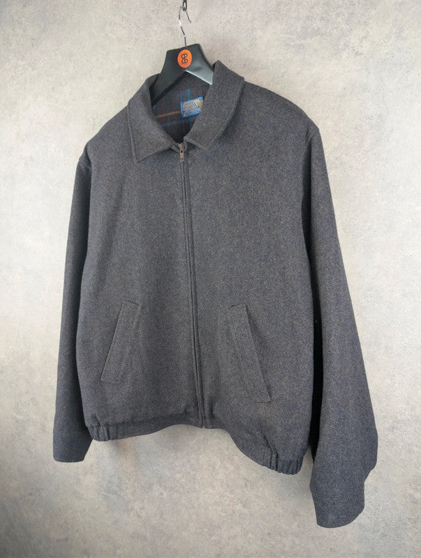 Pendleton Jacket Mens XL Extra Large Grey Vintage 70s Wool Harrington