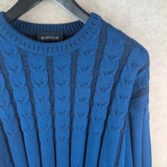 Bueckle Jumper Mens L Large Blue Knitted Vintage Pullover