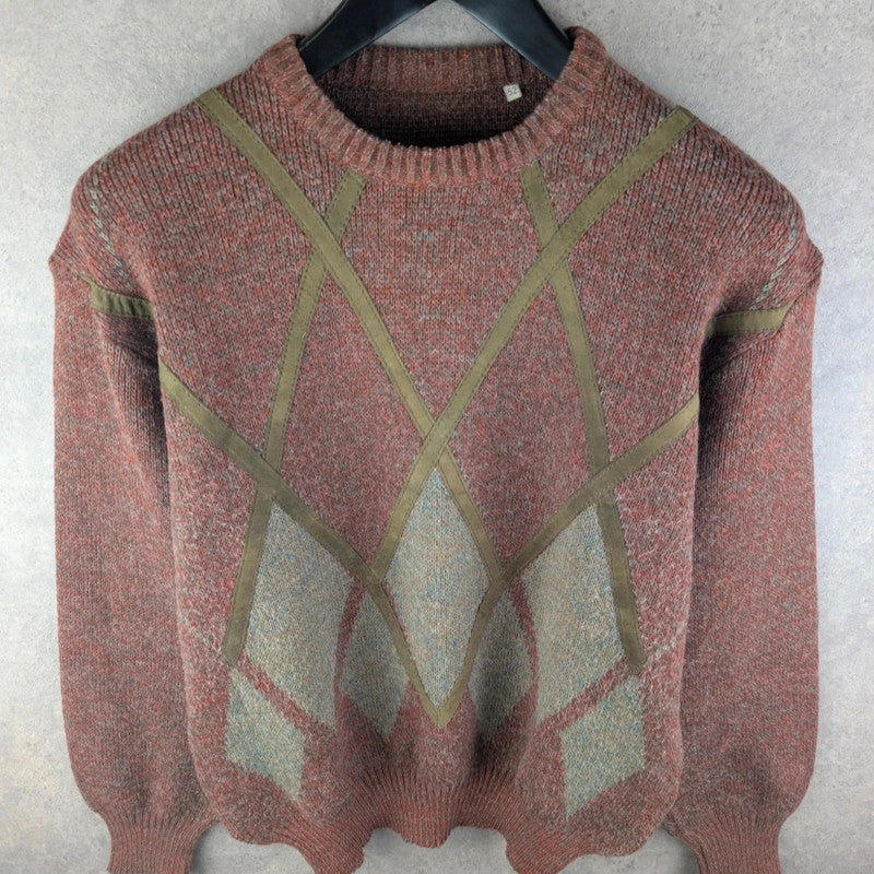 Vintage Jumper Mens Large L Knitted Italian 80s Retro Pullover