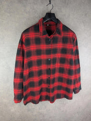 Vintage Flannel Shirt Mens Large L Red Checked