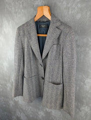 Max Mara Jacket Womens Extra Small XS Weekend Linen/Wool Herringbone Blazer Grey