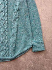 L.L. Bean Roll Neck Jumper Women’s Medium Blue Cable Knit Chunky Knit